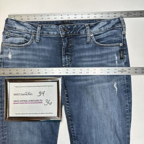 Silver Jeans Womens 33 Suki Slim Midrise Blue Stretch Denim Distressed - Picture 7 of 13